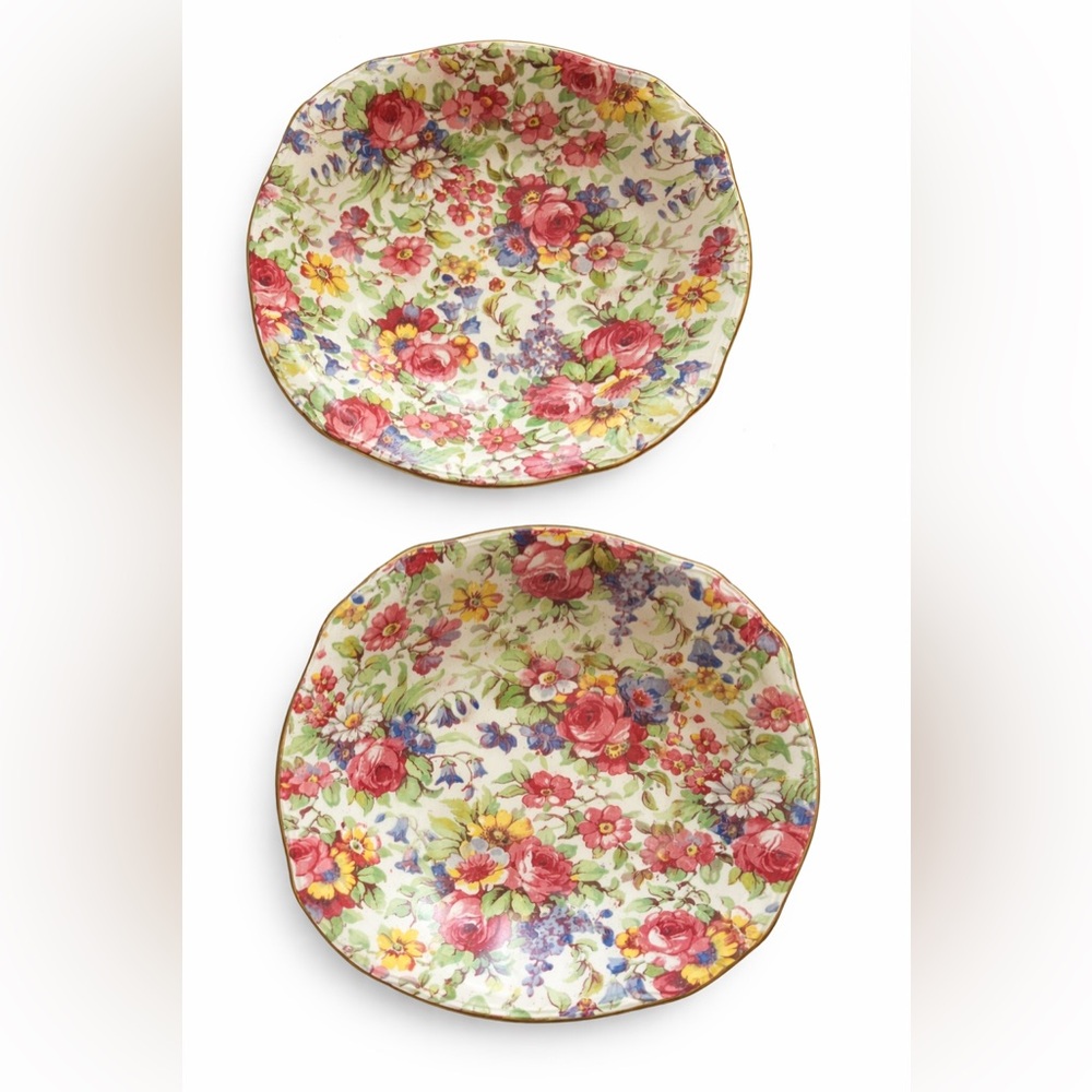 Vintage Royal Winton Summertime Chintz Pair Sweet Dishes Made in England